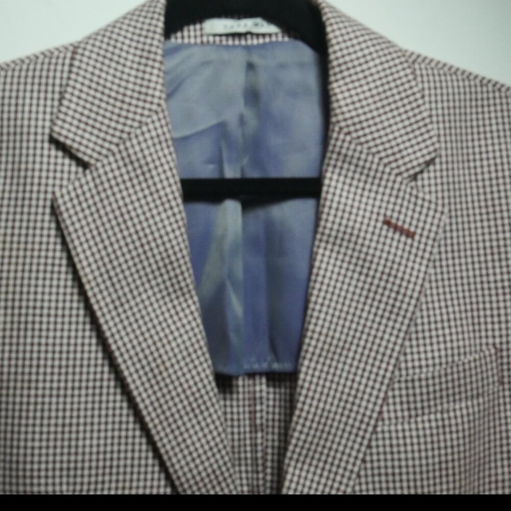 Zara Men’s Brown and White Checkered Jacket 38